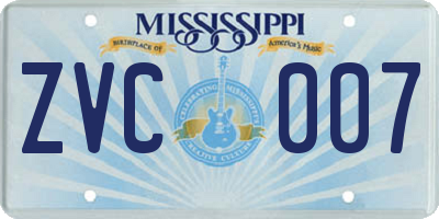 MS license plate ZVC007