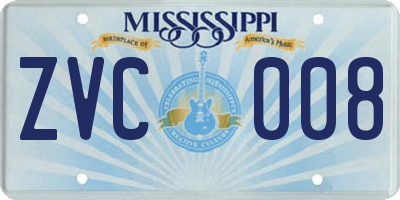 MS license plate ZVC008