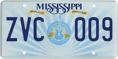 MS license plate ZVC009