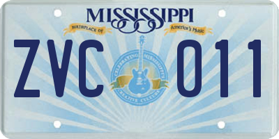 MS license plate ZVC011