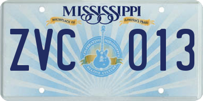 MS license plate ZVC013