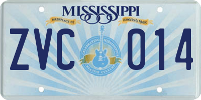 MS license plate ZVC014