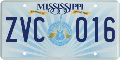 MS license plate ZVC016