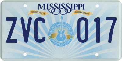 MS license plate ZVC017