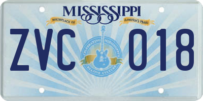 MS license plate ZVC018