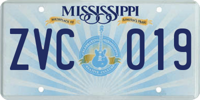 MS license plate ZVC019