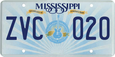 MS license plate ZVC020