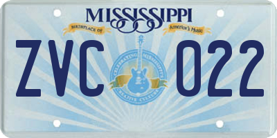 MS license plate ZVC022