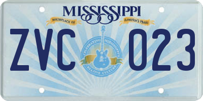 MS license plate ZVC023