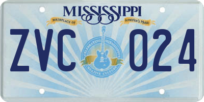 MS license plate ZVC024