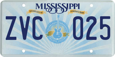 MS license plate ZVC025