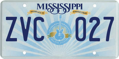 MS license plate ZVC027
