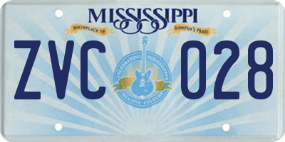MS license plate ZVC028