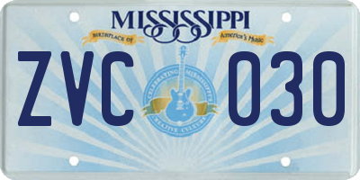 MS license plate ZVC030