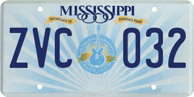 MS license plate ZVC032