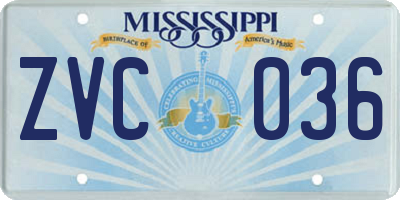 MS license plate ZVC036