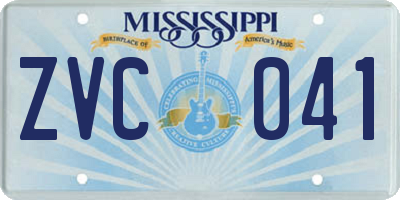 MS license plate ZVC041