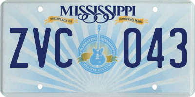 MS license plate ZVC043