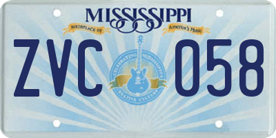 MS license plate ZVC058