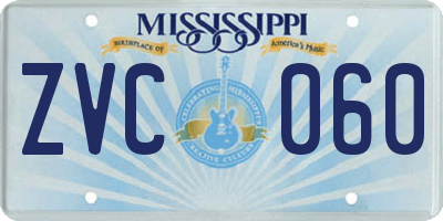 MS license plate ZVC060