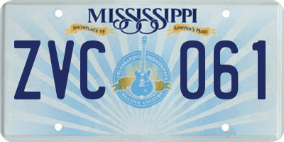MS license plate ZVC061