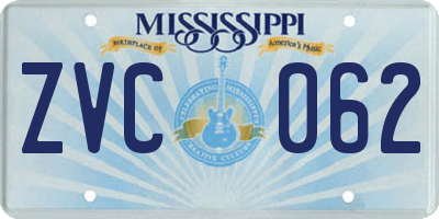 MS license plate ZVC062