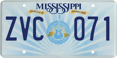 MS license plate ZVC071