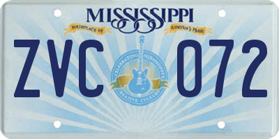MS license plate ZVC072
