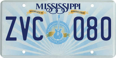 MS license plate ZVC080