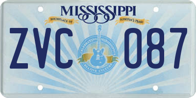 MS license plate ZVC087