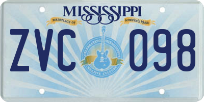 MS license plate ZVC098
