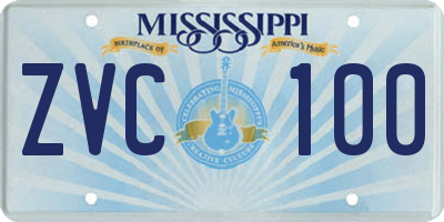 MS license plate ZVC100