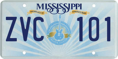 MS license plate ZVC101