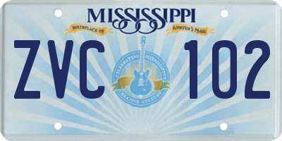 MS license plate ZVC102