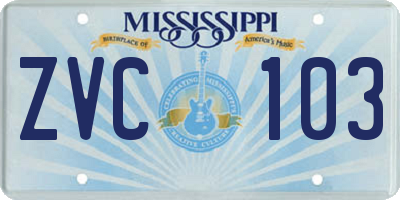 MS license plate ZVC103