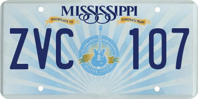 MS license plate ZVC107