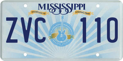 MS license plate ZVC110