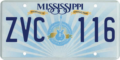 MS license plate ZVC116
