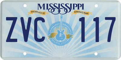 MS license plate ZVC117