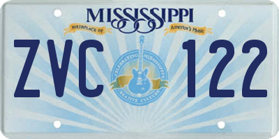 MS license plate ZVC122
