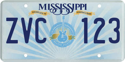 MS license plate ZVC123