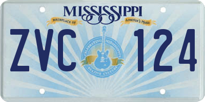 MS license plate ZVC124