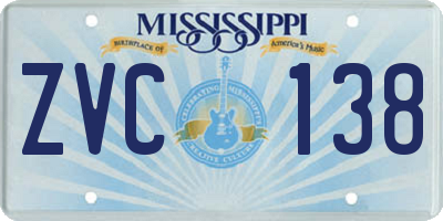 MS license plate ZVC138