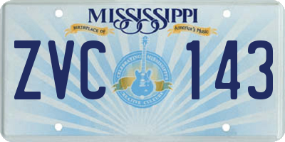 MS license plate ZVC143