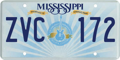MS license plate ZVC172