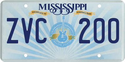 MS license plate ZVC200