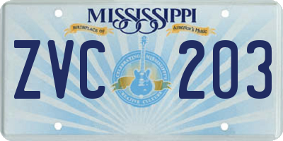 MS license plate ZVC203