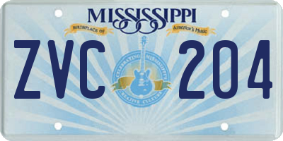 MS license plate ZVC204