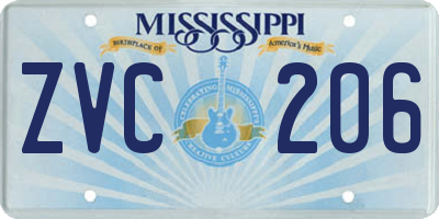 MS license plate ZVC206