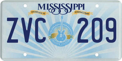 MS license plate ZVC209